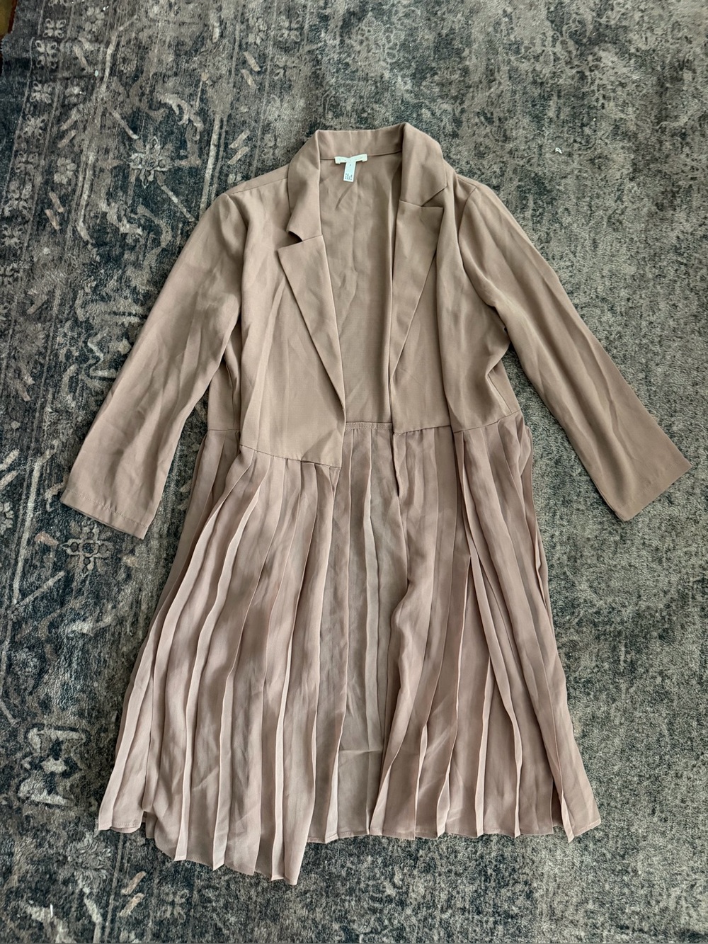 Leith Pleated Open-Front Midi Dress - Taupe